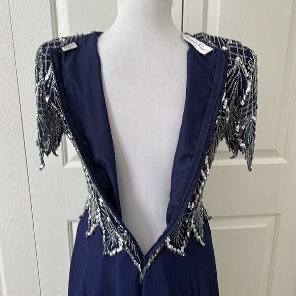 Laurence Kazar Exceptional Vintage Silk Hand Beaded Dress Bridal Formal - Picture 11 of 15